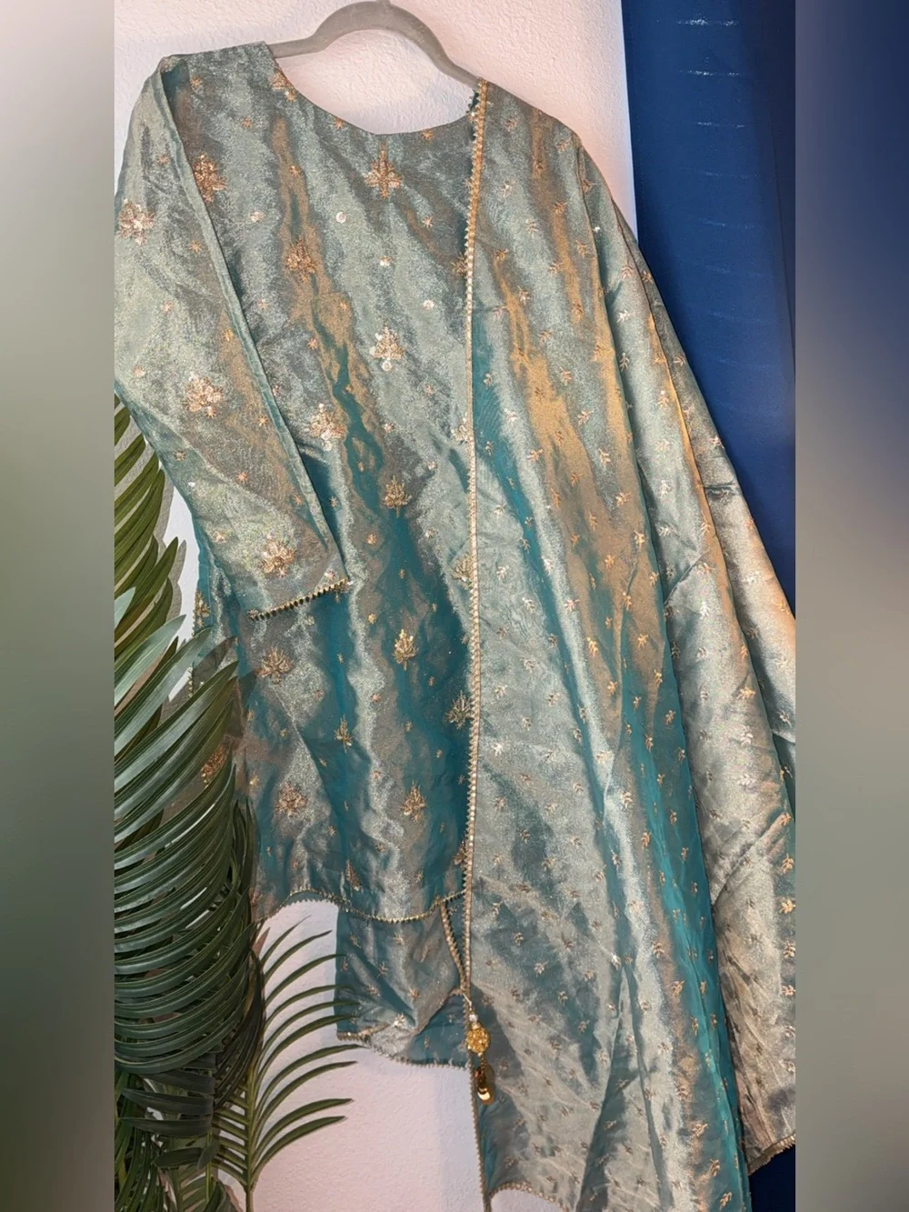 Beautiful Embroidered Eid/party wear outfit Set with Gold Accents